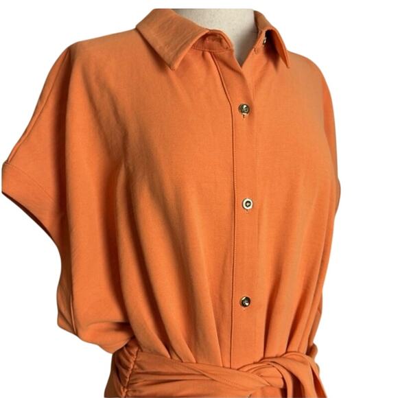 NWT-Worthington Womens Short Sleeve Midi Shirt Dress Orange
Soda, Size 2X - Picture 5 of 10